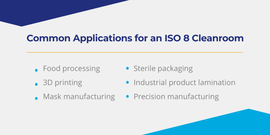 Three common applications for an ISO 8 cleanroom